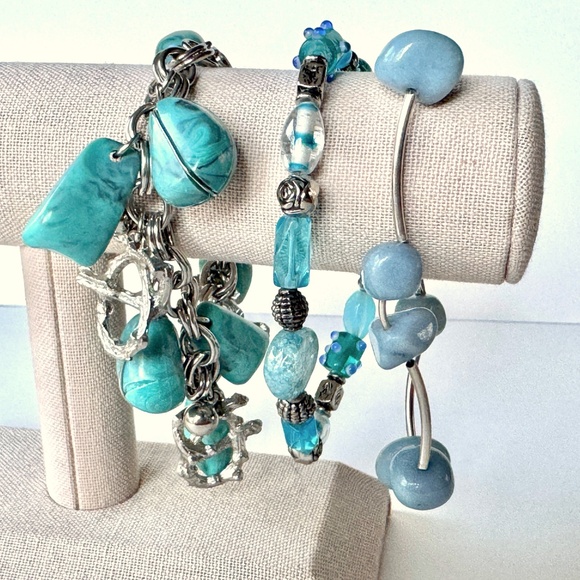 Set of 3 Beaded Bracelets, 8 and 9 inch - Picture 1 of 11